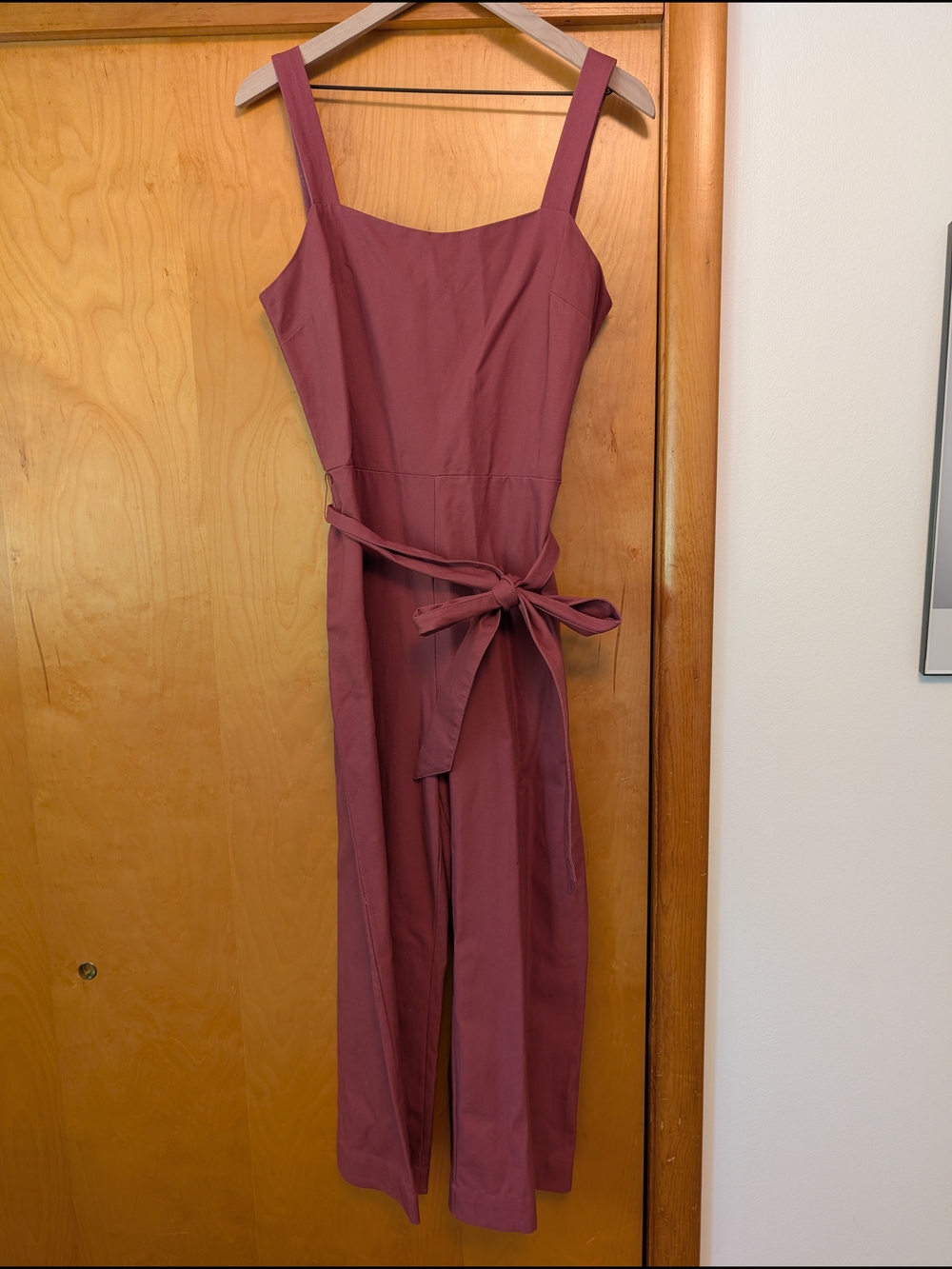 GAP Dusty Rose Tie-Waist Sleeveless Jumpsuit